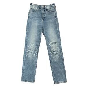 Express Slim Super High Rise Rhinestone Embellished Jeans - Size 00R